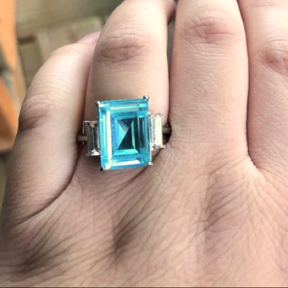 STAINLESS STEEL SEA BLUE RING - Picture 3 of 12
